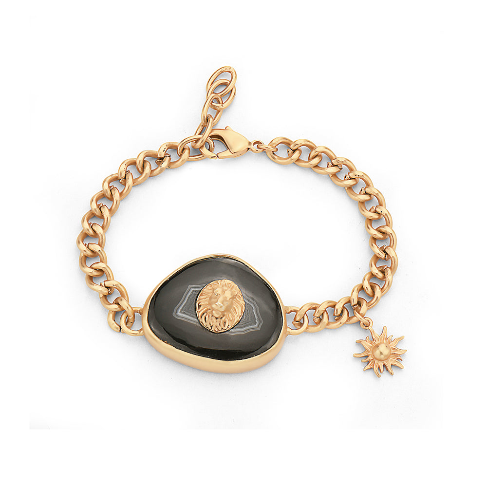 Black Agate Lion Bracelet