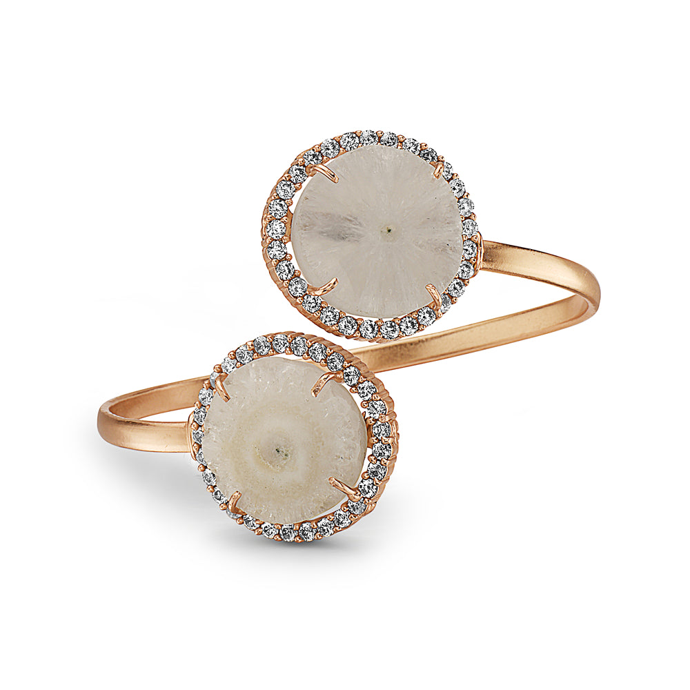 White Agate Twisatable with Faux Diamonds