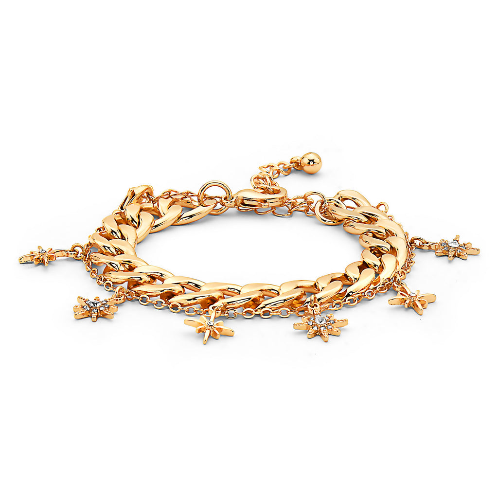 Sun and Star Charm and Link Chain Bracelet