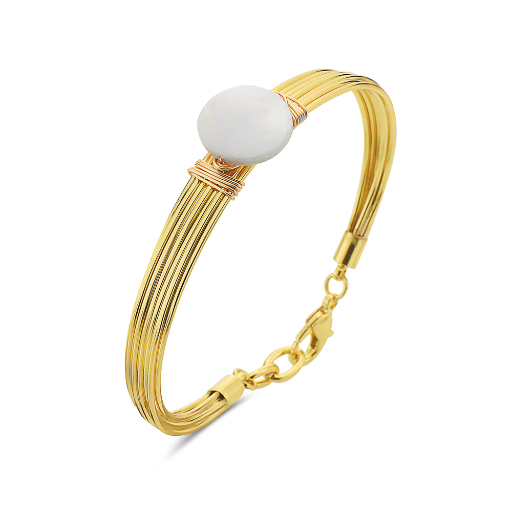 Weaved White Stone Bangle
