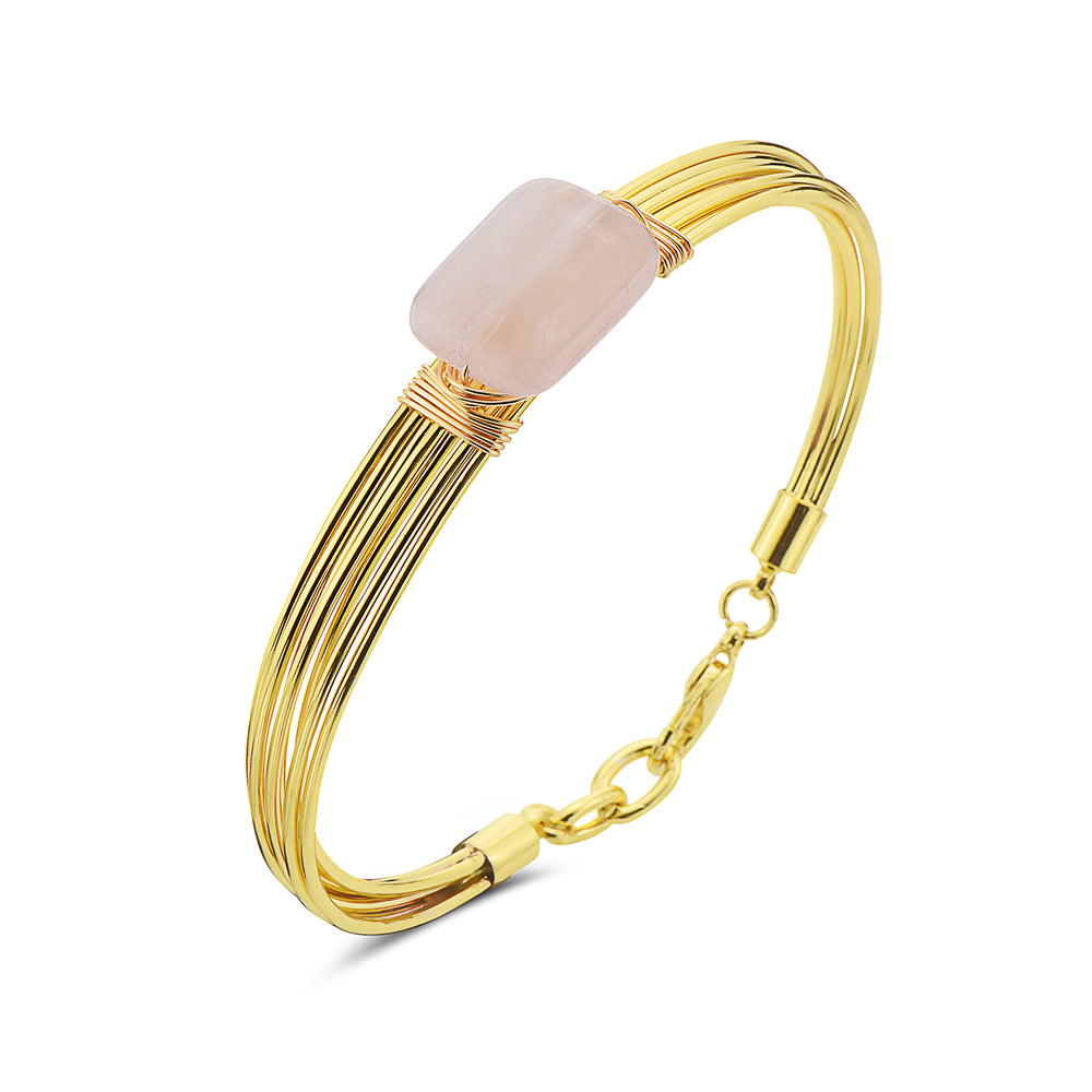 Weaved Pink Stone Bangle