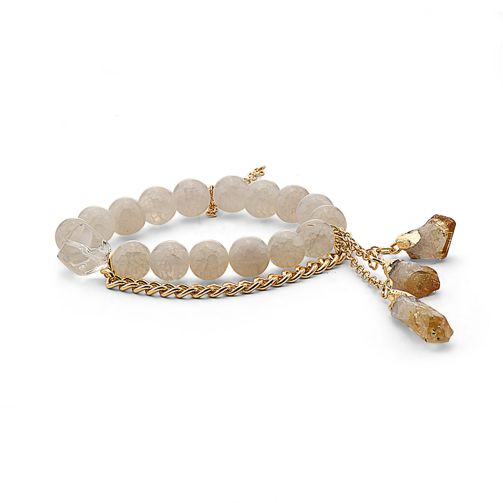 White Druzy Bracelet with Link Chain