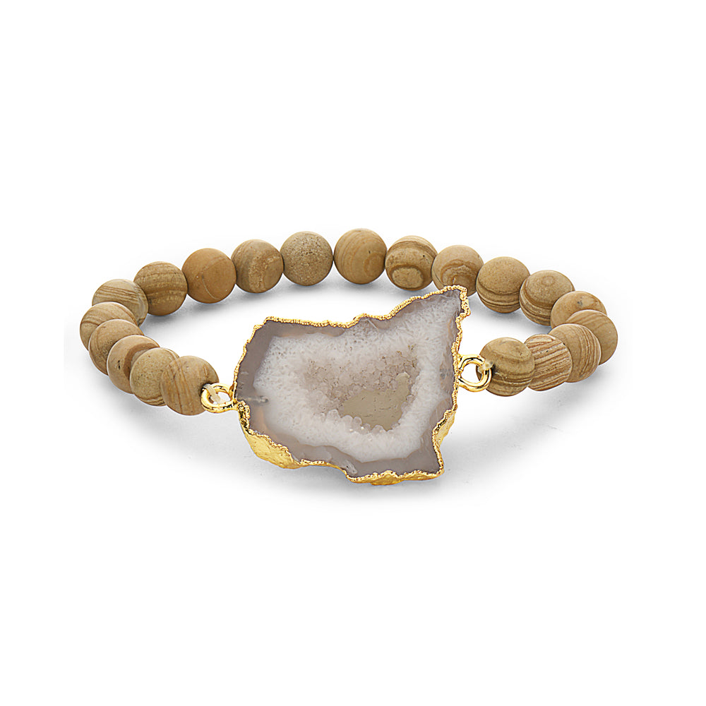 Grey Druzy bracelet with link chain