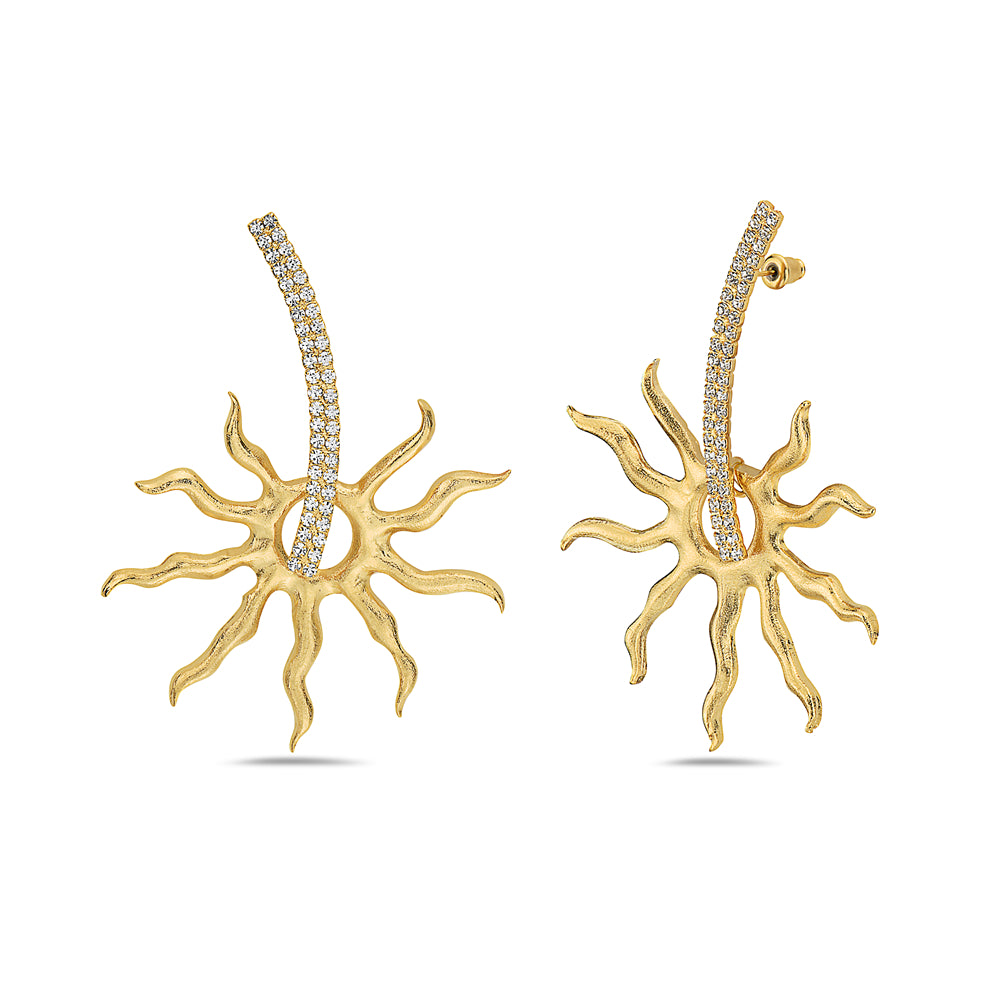 Sun Earring with Faux Diamonds
