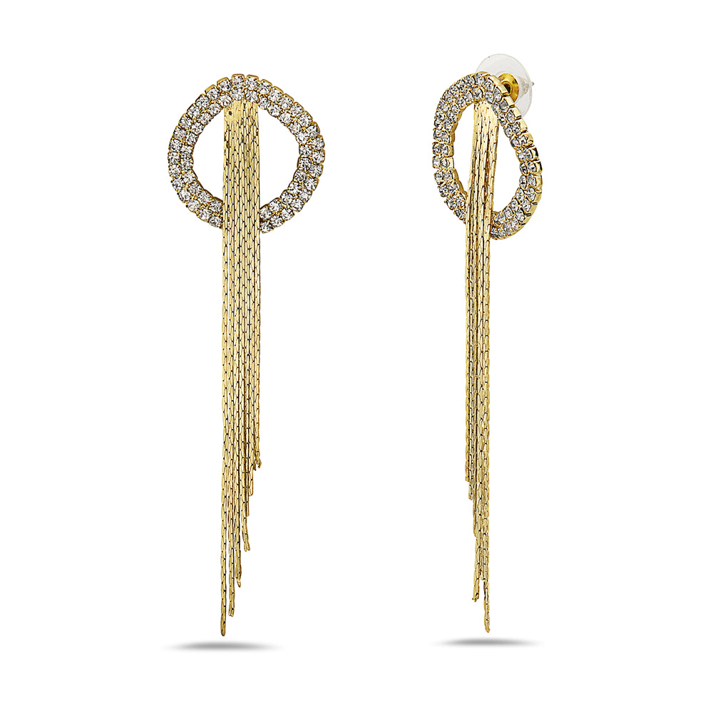 Faux Diamond Tassel Earrings