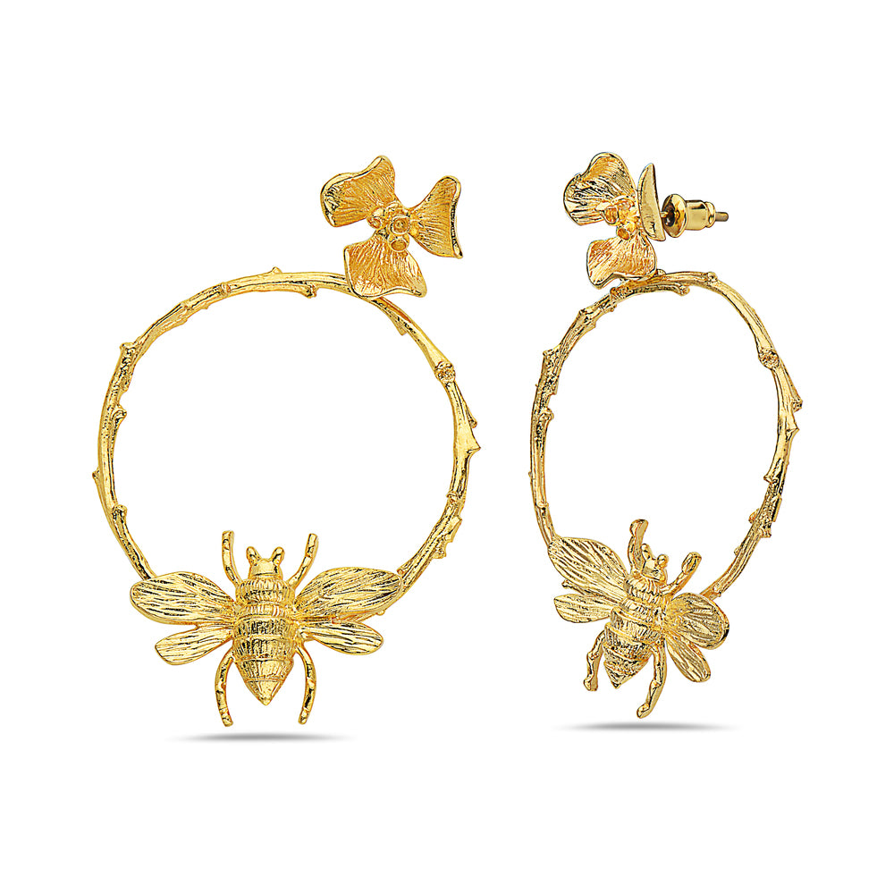 Oh Honey! Circle Bee Earrings