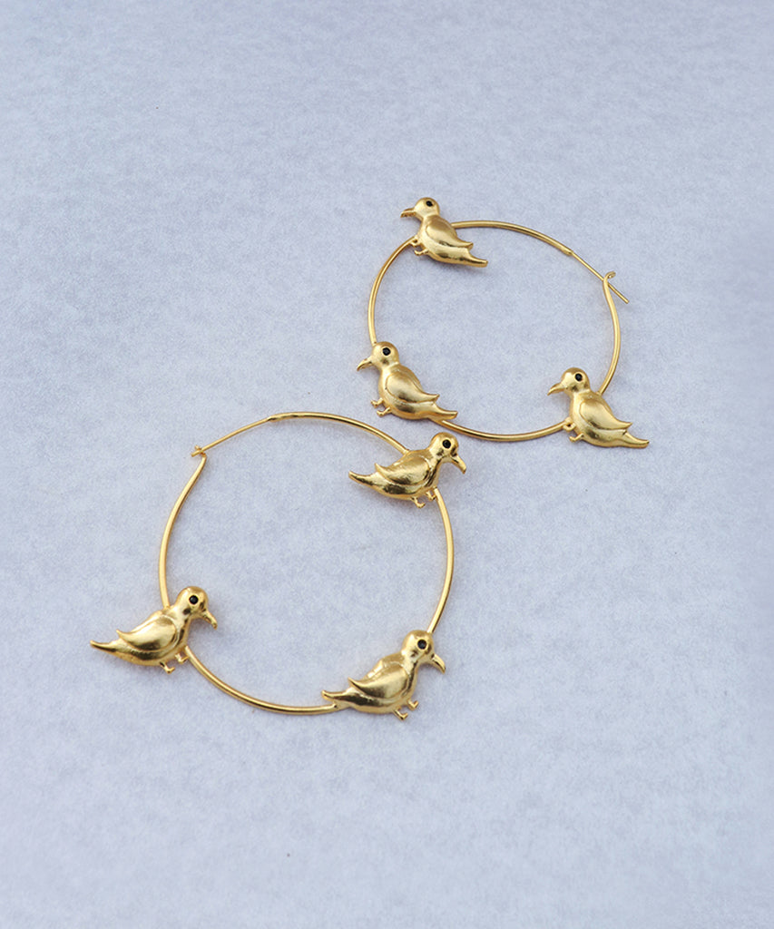 Triple Bird Earring
