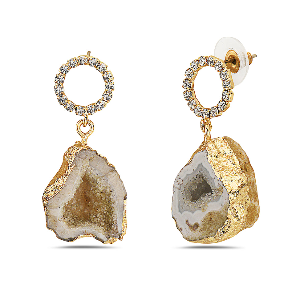 Druzy Earring with Faux Diamonds