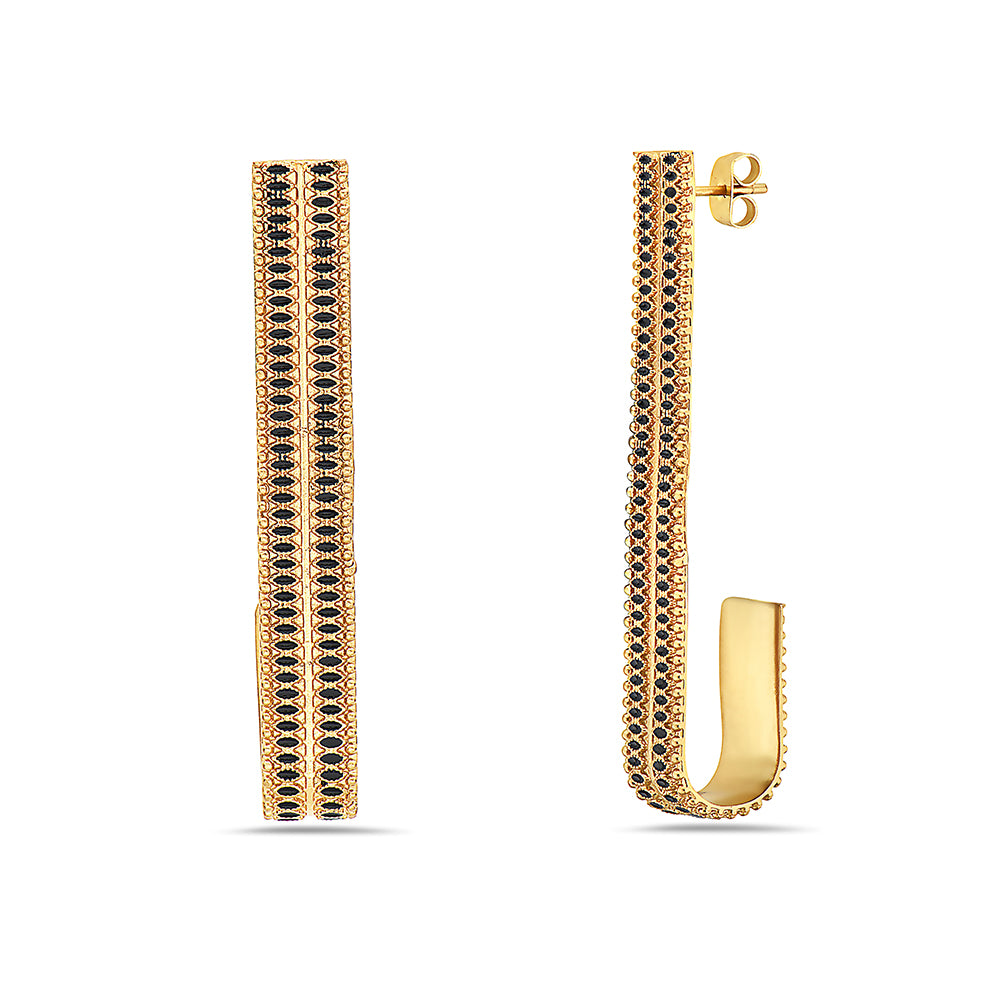 Black enamel J Earring