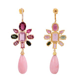 Ana Flower and Pink Opal Dangle Earring