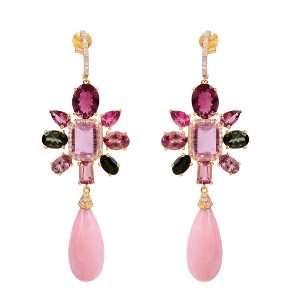 Ana Flower and Pink Opal Dangle Earring