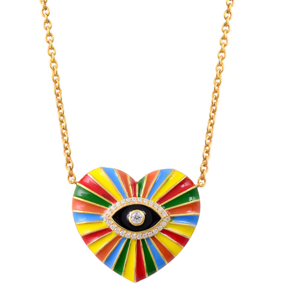 Color Fiesta Heart Necklace with Rainbow Colors