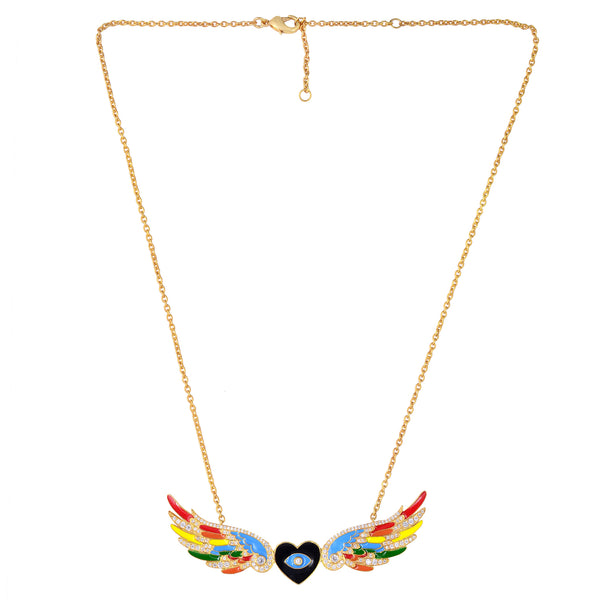 Feather Necklace with Rainbow Colors