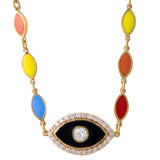 Charming Evil Eye Necklace with Rainbow Colors
