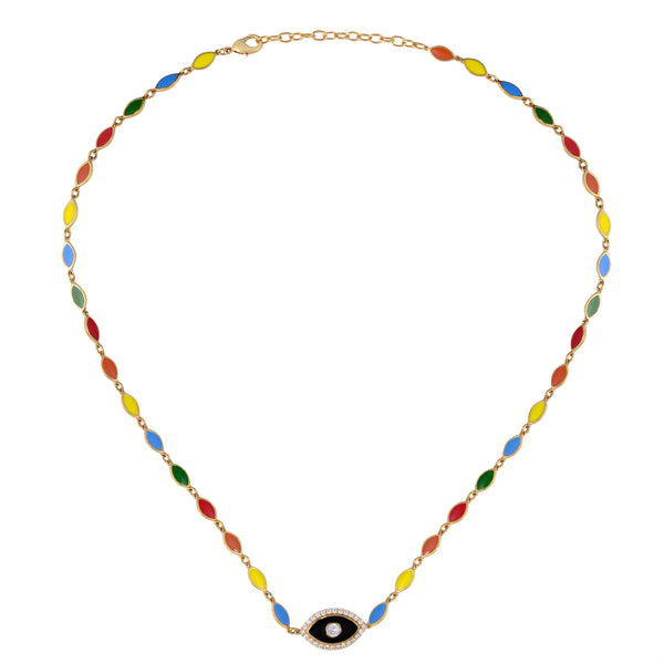 Charming Evil Eye Necklace with Rainbow Colors