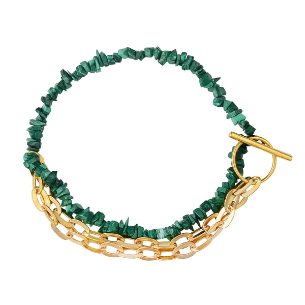 2 Tier Malachite Bracelet with Designer Chain