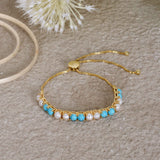 Clair Turquoise and Pearl Pull Out Bracelet