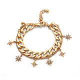 Sun and Star Charm and Link Chain Bracelet