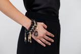 Multistrand Black Onyx Charm Bracelet