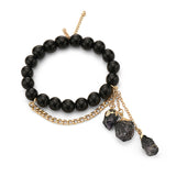 Black Druzy bracelet with link chain