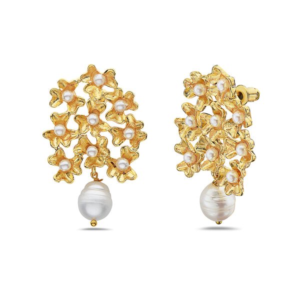 Pearl Primrose Flower Earring