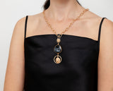 Black Agate  Sun & Lion Necklace